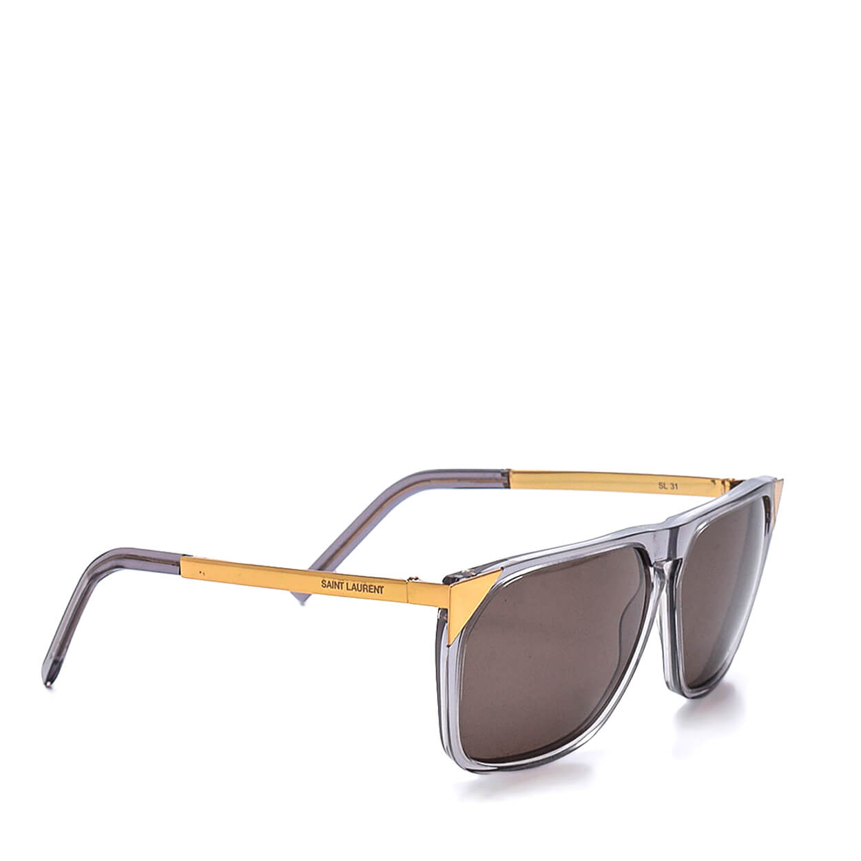 Yves Saint Laurent - Transparent Acetate Gold Tone Trimmed SL 31 Sunglasses